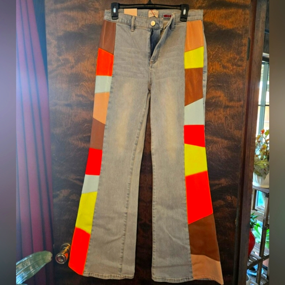 Alice& Olivia Patched Flare Jeans